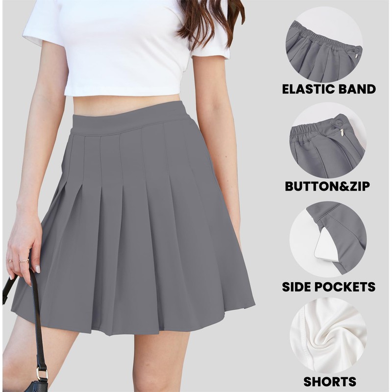 SANGTREE Falda plisada para niñas con cómoda banda elástica casual,