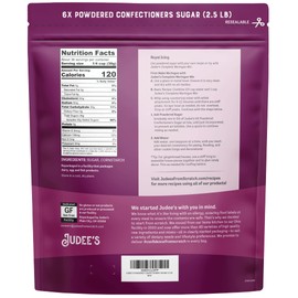 Judee’s 6X Powdered Confectioners Sugar 2.5 lb - 100% Non-GMO, Gluten-Free, and Nut-Free - 6X Size Perfect for Icings, Frostings, and Dusting Baked Goods