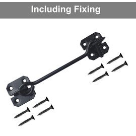 TERF® 150mm Heavy Duty Antique Black Wire Cabin Door Hook and Eye Lock 150mm (6 inch) Cabinet Latch Catch including Fixing Screw For Door Gate Window Closet Shed Latch - Pack of 1