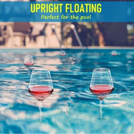 Floating Wine Glasses for Pool with Charms Tags, Pool accessories for adults, Shatterproof Poolside Wine Glasses, Floating Cup With Stem, Unbreakable Wine Cup & BPA-free (16 Oz, Set of 6)