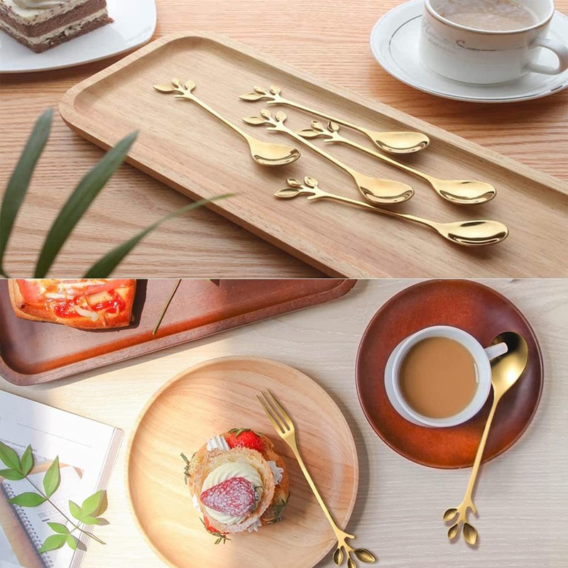 Leaf Shape Handle Dessert Fork, Leaf Shape Handle Spoon Stainless