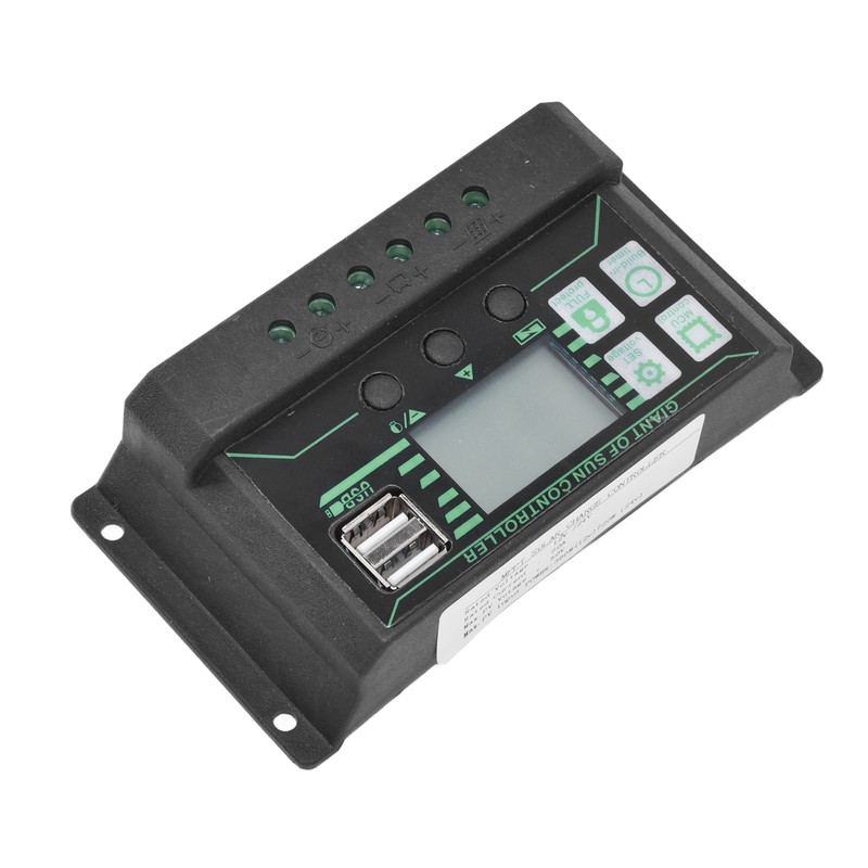 Solar Charge Discharge Controller Adjustable LCD Display PWM Dual USB