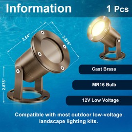 Rossesay Solid Brass Waterproof Pond Lights Underwater 7W MR16 LED Bulb Submersible Led Lights for Long Lasting Beautiful Watertight Bright Pond and Pool Water Fountain(Bronze Color)