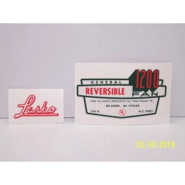 Unbranded Lasko Window Fan 2 Piece New Decal Set For Model 1200 Fans !!!!