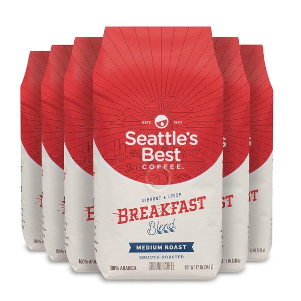 Seattle's Best Coffee Breakfast Blend Medium Roast Ground Coffee, 12 Ounce (Pack of 6)