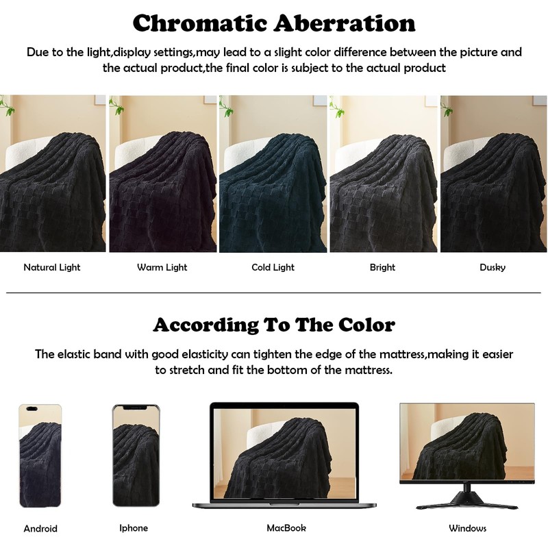 NEWCOSPLAY Super Soft Throw Blanket Black Premium Silky Flannel Fleece