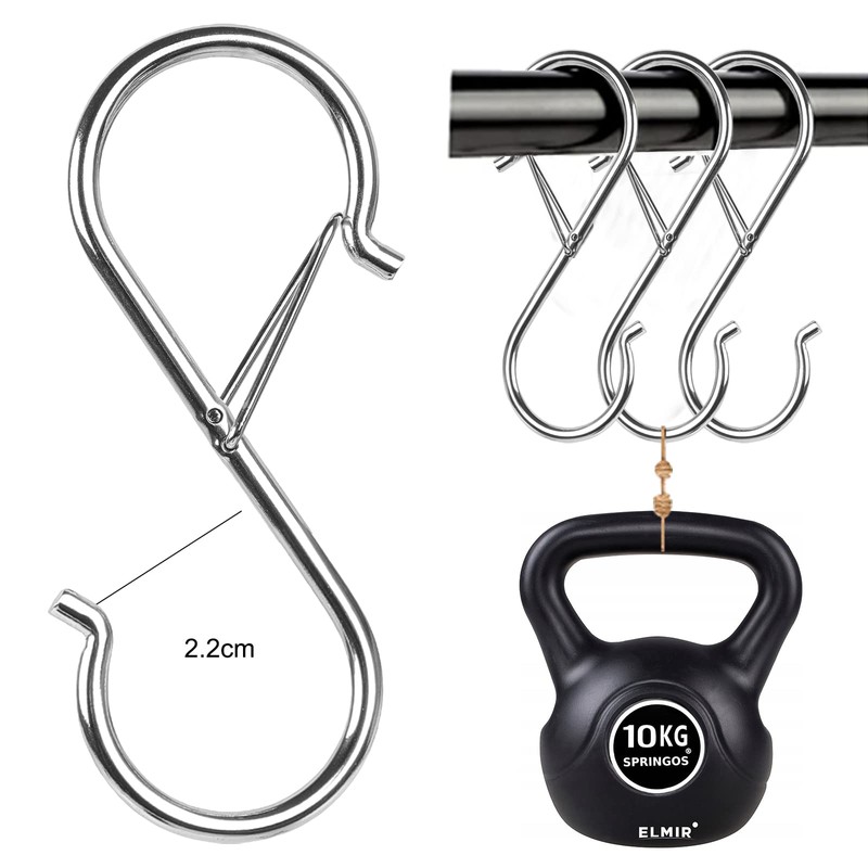 VIPITH S-Shaped Hooks, Large, S-Hooks, No Falling, Silver, Set of