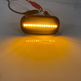 znakeauto 2x Amber Full LED Fender Side Marker Light Kit Compatible With JDM Spec Hon-da/Acura RSX Integra Civic EP3 Fit Jazz Replace OEM Amber Sidemarker Lamps (Civic Smoked Lens)