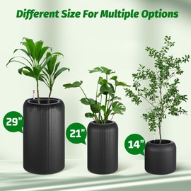 Hipicute 29 Inch Tall Self Watering Pots Set of 2 with Water Level Monitor, Tall Planters for Indoor and Outdoor Plants, Flower Pots for Living Room, Bedroom, Office, Patio, Porch, Garden, Black