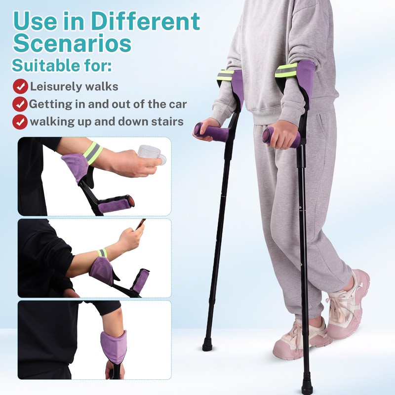 Forearm Crutches for Adults, 2 Pcs, Adjustable Arm Crutch with