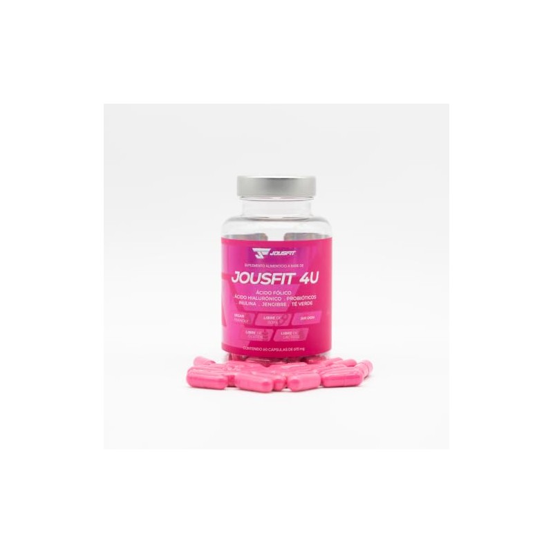 Jousfit 4U Suplemento Alimenticio en Cápsulas con Fibra, Probióticos, Prebióticos,
