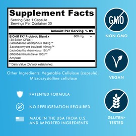 BIOHM Total Probiotic, 30 Billion CFU Daily Probiotics for Women & Men (30 Count) Helps Reduce Occasional Gas & Bloating, Supports Digestion & Total Gut Health, Non-GMO, Vegan