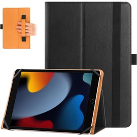 Universal Case for 9 Inch / 10 Inch Tablet, Stand Folio Protective Case for 10.1 Inch Touch Screen, with Adjustable Silicone Strap and Stand, Black