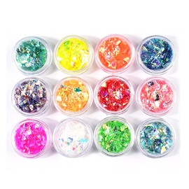 YFFSFDC Crush Hologram 12-Color Set Neon Flakes Material Craft Resin Encapsulation Parts Nail Art Glitter Film