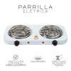 Cuory Parrilla Eléctrica Dos Quemadores Doble Termostato Estufa Color Blanco