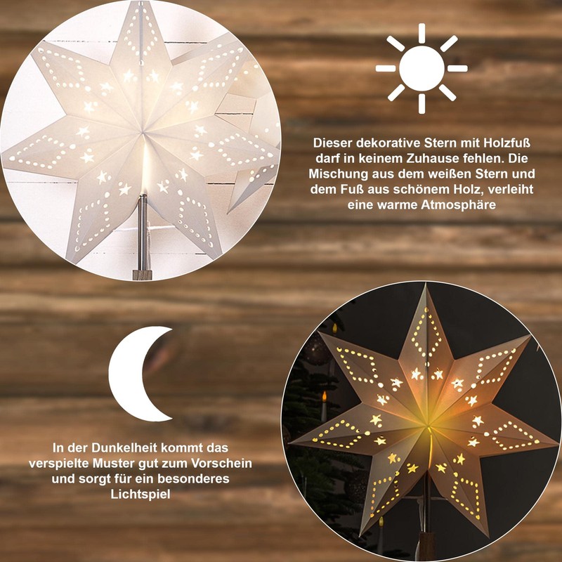 Star "Karo Mini" Material: Wood/Paper, Colour: Beige, Height: 55 x