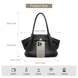 Grain Leather Tote Bag for Women, Spacious Work Tote with Magnetic Closure Zippered Pocket, Minimalist Office Bag (Beige)