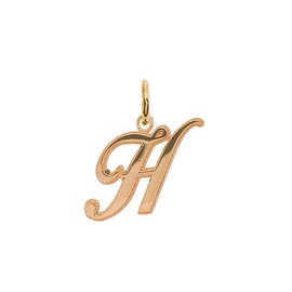 Takar Solid 10K Yellow Gold Small Cursive Style A-Z Initial Pendant