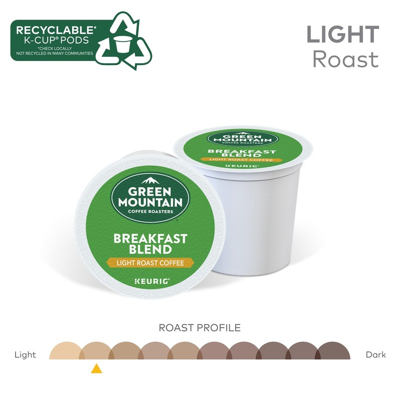 Green Mountain Coffee Roasters Breakfast Blend Single-Serve Keurig K-Cup Pods,