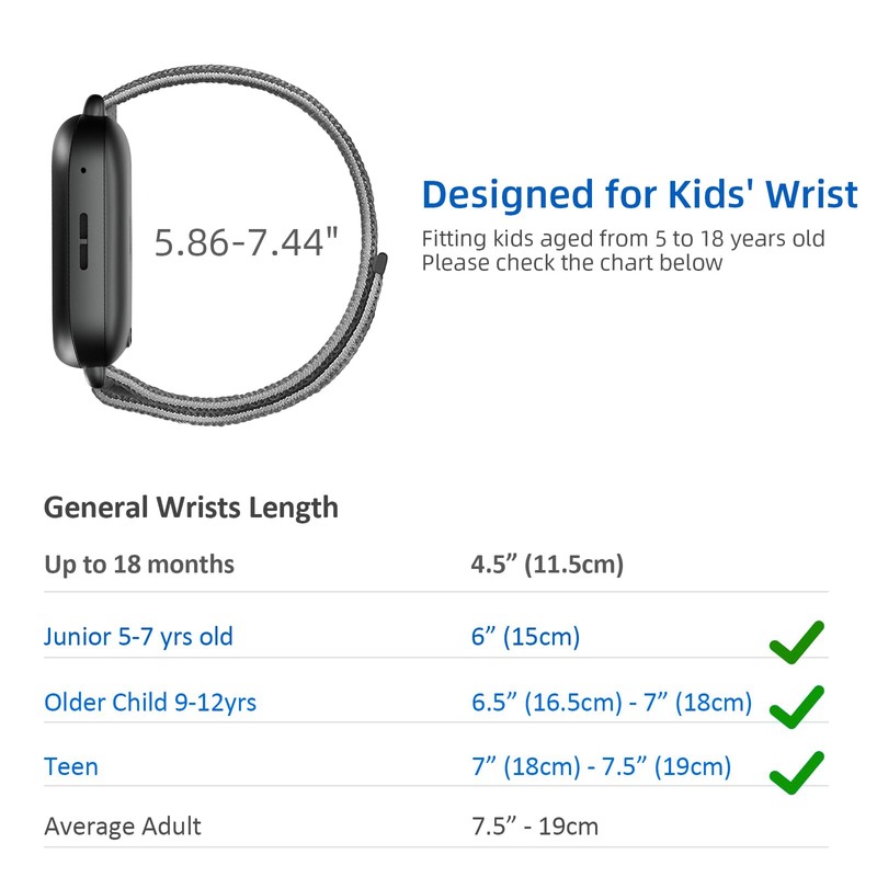 NewJourney Kids Nylon Bands Compatible with Bark Watch, Breathable Hook&Loop