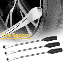14.5inch Tire Spoons Motorcycle Dirt Bike Tire Changing Tools Iron Set ,Tire Spoon Levers Tire Changer Kit for ATV Lawn Mower with Tire Spoons, Rim Protector, Valve Tool ,Valve Cap Valve Cores (Black)
