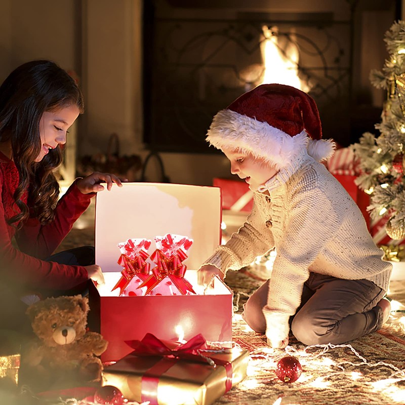 20 Pack Cellophane Basket Bags with Pull Bow Set Christmas