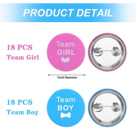 72 Pieces Gender Reveal Set Include 36 Pieces Gender Reveal Button Pins and 36 Pieces Gender Reveal Bracelets Team Boy Girl Button Pins Silicone Wristbands for Baby Shower Gender Reveal Party Supplies