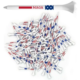 ProActive Sports MAGA 3 ¼” 100 Pack of Durable 6 Prong Plastic Golf Tees Featuring Patriotic American Flag Print - Made in The USA
