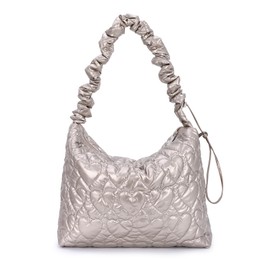 Ynport Crefreak Puffer Tote Bag Quilted Shoulder Bag for Women Winter Puffy Lightweight Quilted Padded Hobo Handbag Padded Shoulder Bag, gold