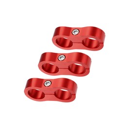 Partuto 3pcs Aluminum Alloy AN10 Car Hose Separator Clamp Fuel Line Connector for Oil Fuel Hose Red Replacement