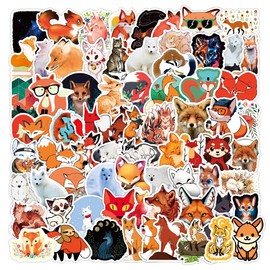 Bric Dodo Pack of 100 Animal Fox Stickers Set Laptop Phone Guitar Skateboard Computer Superhero Vinyl Stickers Waterproof Cute Fox Stickers for Teenagers Children Adults