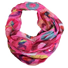 J26 Flower Mandala Colour Gradient Silk Summer Loop Gradient Rainbow Silk Plain Round Scarf Stole Scarf Lightweight, Circle C Pink