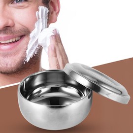 Shaving Bowl with Lid, Men's Wet Shaving Soap Cup Bowl Silver Metal Face Care Healthcare Shaving Tool