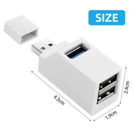 AXFEE 2pcs Mini USB Hub, USB 3.0 Hub ortable Adapter with Multi USB port (1x USB 3.0, 2x USB 2.0), High speed Expansion USB for Laptop, USB Flash Drives, Mobile HDD, and More USB Port Device, White