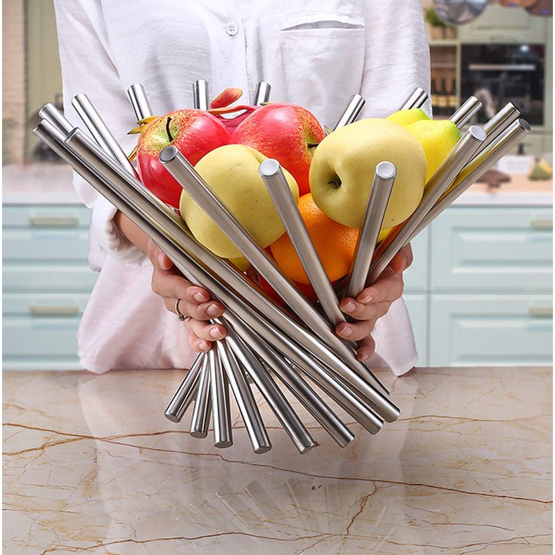 narunaru Stainless Steel Fruit Basket, Foldable, Bowl, Interior