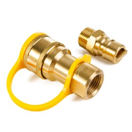 [100% Solid Brass] BlueStars 1/2 inch Gas Quick Connect Kit Includes Female Quick Connect Disconnect Connector & Male Insert Plug (with Instruction Sheet) - for Heater Grill RV