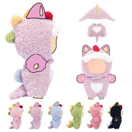 17cm (6.7inch) Doll Clothes, Outfits for Clothes Set, Dino Dolls Keychain Accessories, Faking Animal Style Outfit Jumpsuit Dinosaur Costume for Dolls (Lavender) (Doll Not Included)