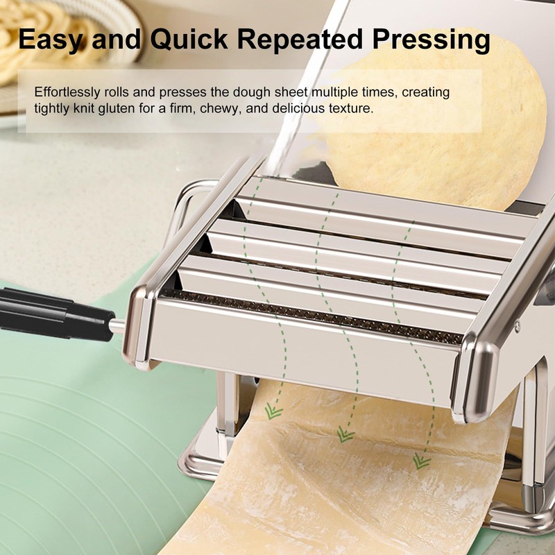 Enfmay Home Manual Dough Presser, Stainless Steel Noodle Maker Machine,