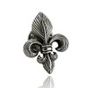 Sterling Silver Textured Fleur-de-Lis Symbol Lapel Pin, Brooch