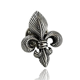 Sterling Silver Textured Fleur-de-Lis Symbol Lapel Pin, Brooch
