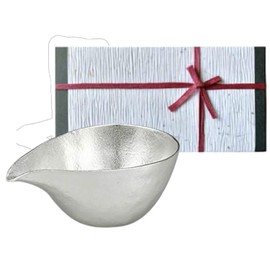 Nousaku Japanese Paper Wrapping, Katakuchi, Large, Red Ribbon, Nousaku Tin, H2.5 inches (6.3 cm), Width 6.4 inches (16.2 cm), Depth 3.5 inches (9.0 cm), Approx. 100 cc, Case Included, 100% Tin KB1