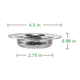 Iafand 4 Pcs Sink Drain Strainer, Stainless Steel Kitchen Sink Strainer Drain Plug Filter Strainer with Large Wide Rim 4.5" for Kitchen (4.5 inch 4 Pack)