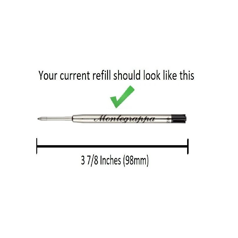 10 Refills for Montegrappa Ballpoint Pens - BLACK Medium, Made