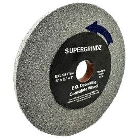 SuperGrindz EXL Deburring Wheel - 6" x 1/2" x 1" 9S Fine Grit - Silicon Carbide - Metal Deburring, Finishing and Polishing Wheel - Convolute - (1 Pack)