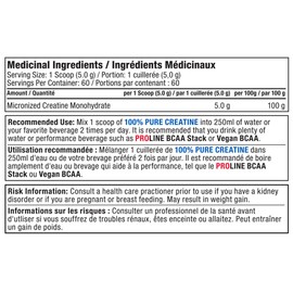 PROLINE PROLINE Creatine Monohydrate | 100% Pure Micronized Creatine Monohydrate Supplement for Increased Muscle Mass, Strength, & Power | Unflavoured, 60 Servings (300g)