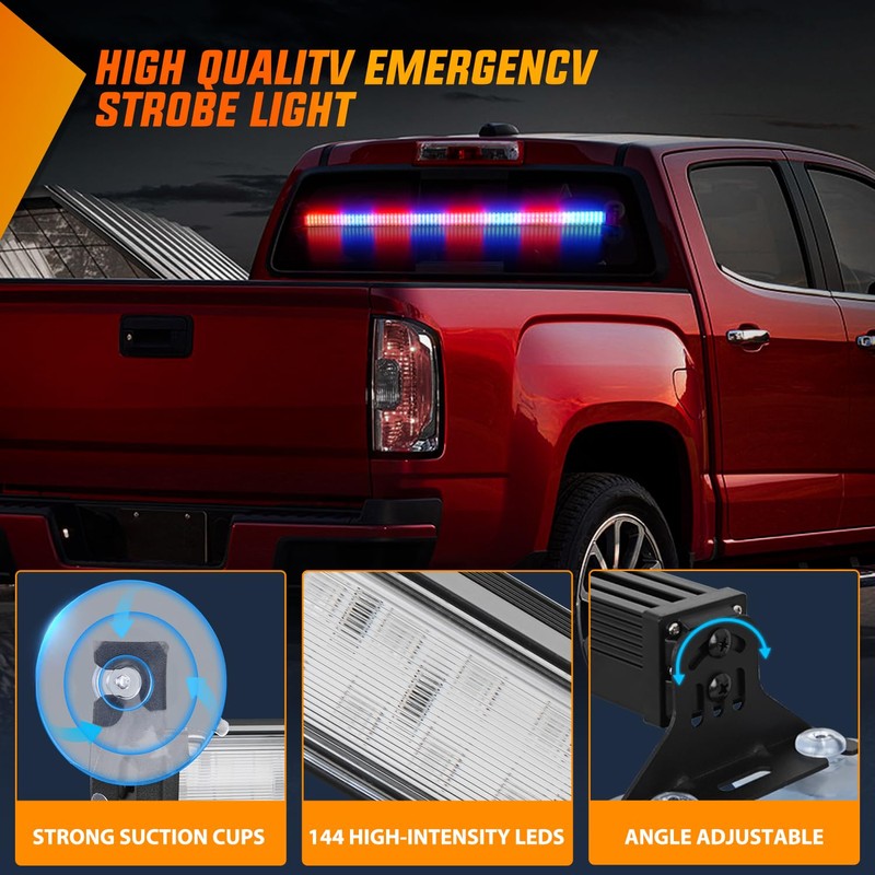 Nilight 144LED Traffic Advisor Strobe Light Bar with Controller Red