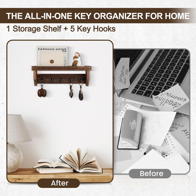 Lucundm Key and Mail Holder Wall Mount, Key Holder with