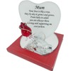 Mum Heart Shape Glass Plaque with Sentimental Message and Red