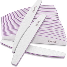 Nail Files 25 Pack 100/180 Double Sided Grit Manicure Tools, Emery Board Nail Files for Natural Nails or Gel Nails