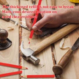 10 Pieces Red Carpenter's Pencils 170mm Flat Wood Oval Sanded Red Lead Carpenters Woodworking Pens for Woodworking Marking Tool